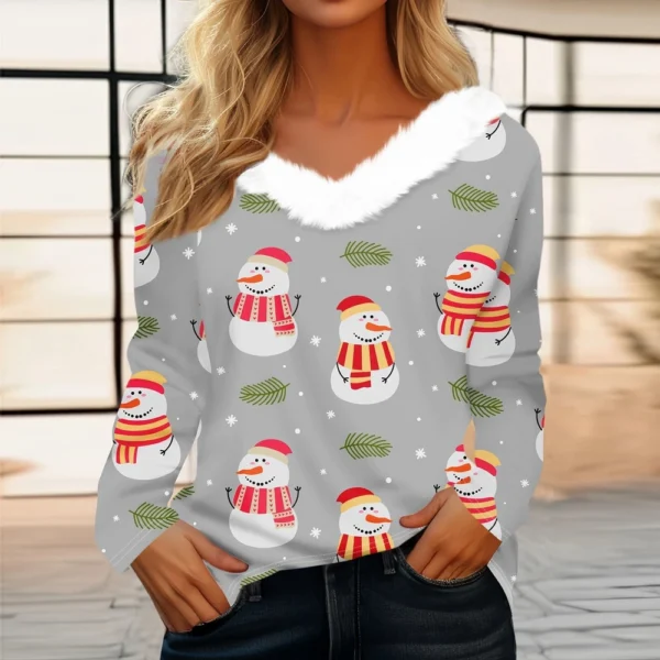 Long Sleeve Shirts For Women Cute Tops Christmas Prints Tees  Blouses Casual - Image 33