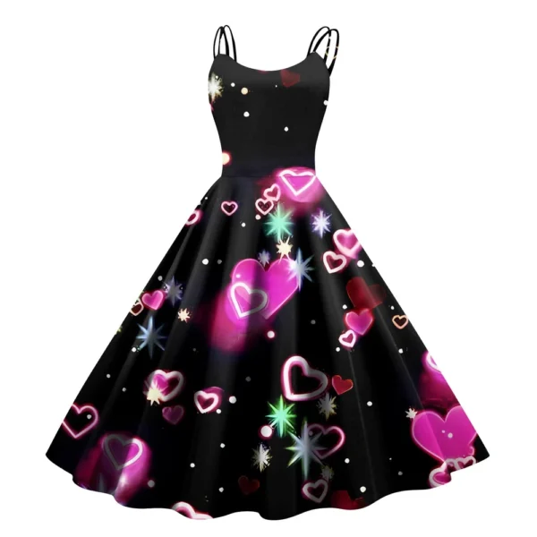 Christmas Ladies Casual Fashion Flower Print Sexy Off Shoulder Punk Retro Skirt - Image 14