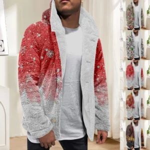 Men'S Winter Zipper Hooded Fleece Sweatshirt With Patch Pocket Casual Jacket