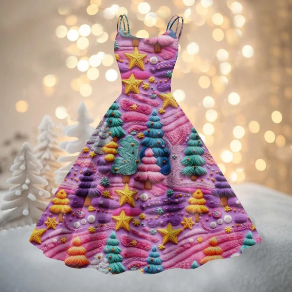 Women's Fashion Christmas Printed Sexy Strapless Gothic Cocktail Dress Punk, - Image 34