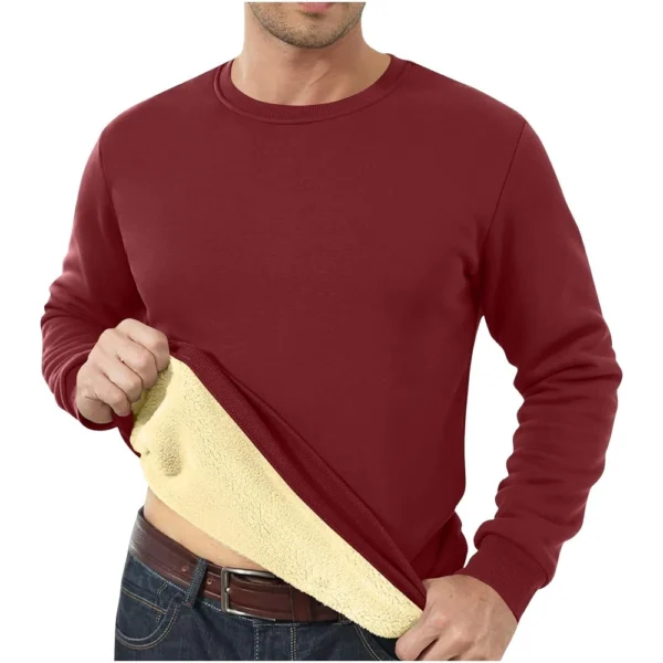 Men's Long Sleeve Fleece Casual Fuzzy Crewneck Pullover Warm Winter Sweatshirts - Image 33