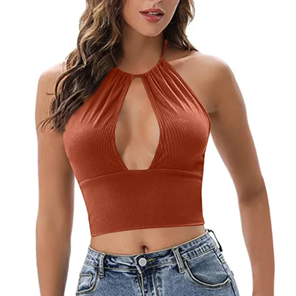 Women's Solid Color Top Sleeveless Top With Chest Pad - Image 26