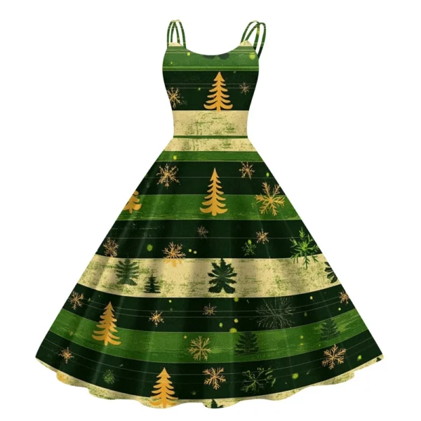 Women's Christmas Printed Punk Fashion Sexy Strapless Dress Gothic Cocktail - Image 14