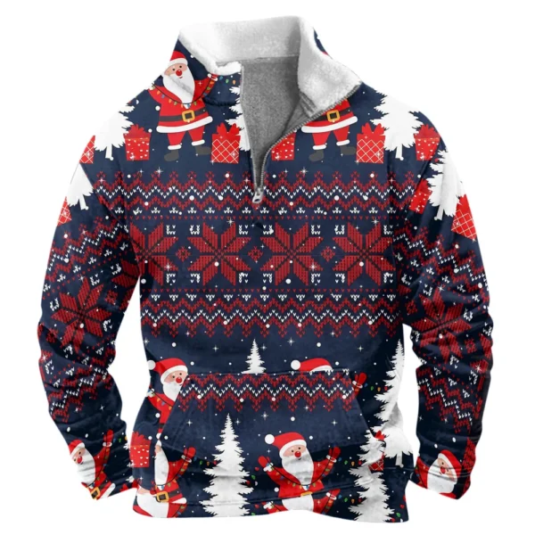 Men's  Loose Casual Fashion Stand Collar Half-Zip Hoodless Sweatshirt - Image 4