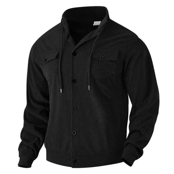 Men's Solid Color Corduroy Lapel Jacket Men's Retro Multi-Pocket Work Jacket - Image 16