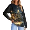 Women's Casual Fashion Comfortable Raglan Sleeve V-Neck Christmas Print - Image 23