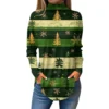 Women's Printed Christmas High Neck Pullover Long Sleeve Casual Fashion T-Shirt - Image 17
