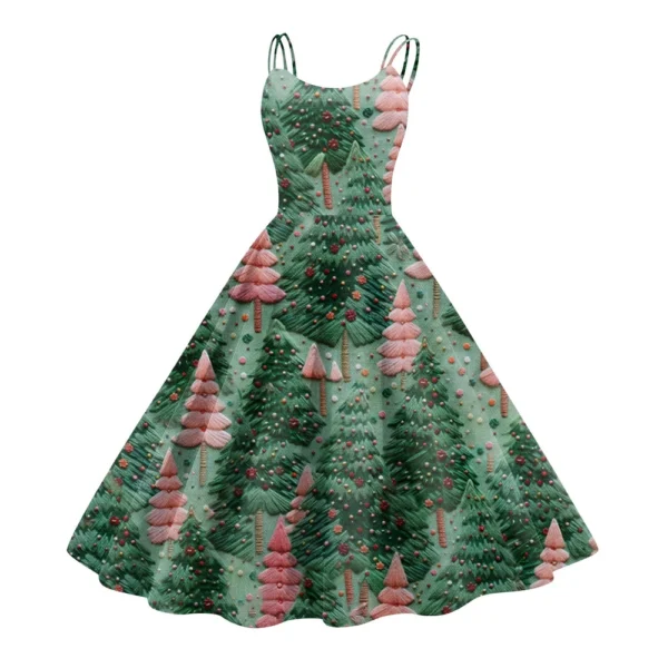 Women's Fashion Christmas Printed Sexy Strapless Gothic Cocktail Dress Punk, - Image 2