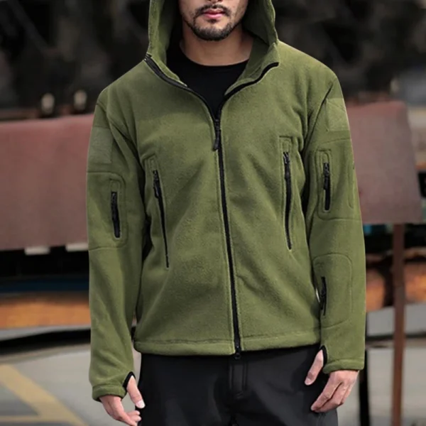 Men's Outdoor Warm Bladder Fleece Cold Proof Charge Coat Hood Jacket - Image 13