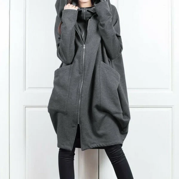 Hooded pocket hoodie zipper coat for women - Image 15
