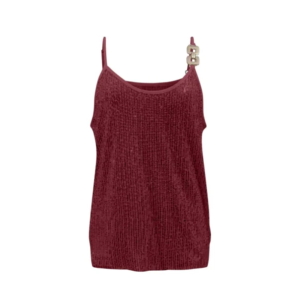 Women's Solid Color Sequined Sleeveless Suspender Top - Image 3