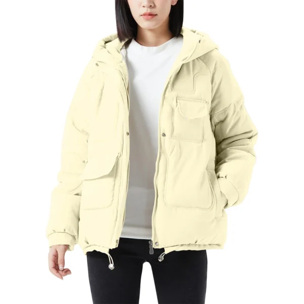 Women's Casual Warm Versatile Large Collar Solid Color Thickened Cotton Coat - Image 17