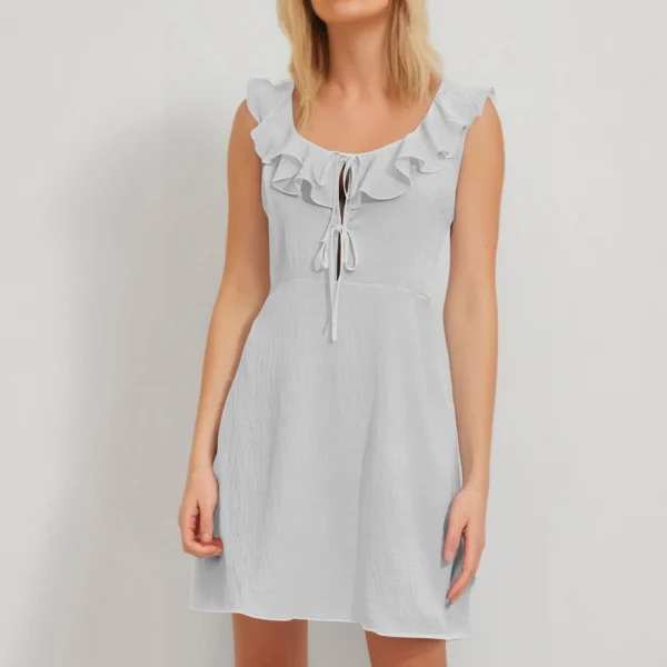 Women's Fashion Casual Square Neck Ruffle Casual Straight Dresses - Image 9