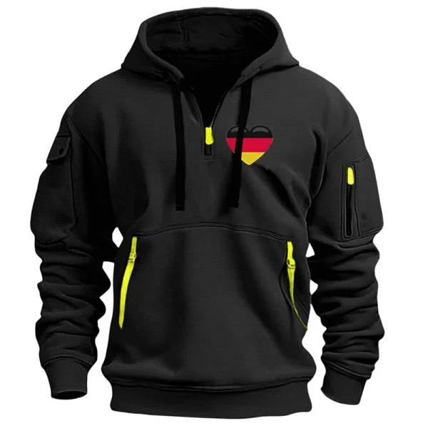 Men's Printed Sweatshirt Hoodie Zipper Arm Pocket Cardigan Men's Sports Large - Image 13