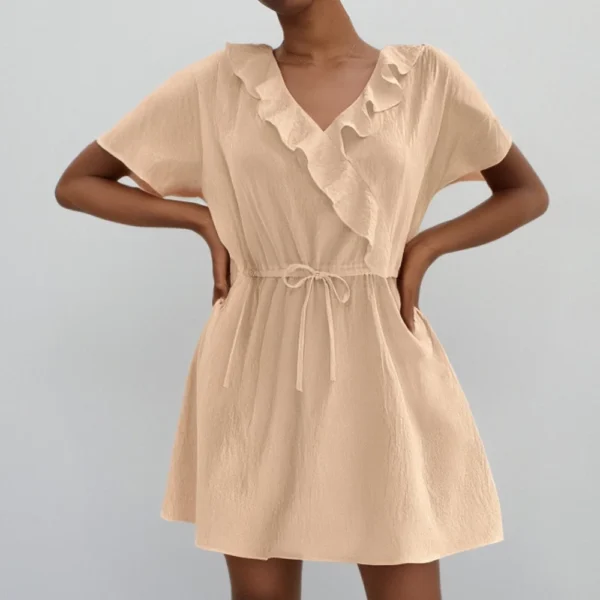Women's Fashion Casual V-Neck Ruffle Tunic Dresses - Image 7