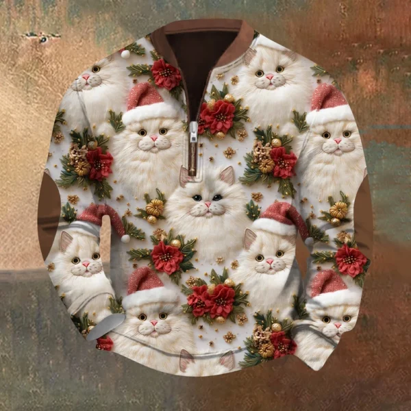 Men's Fashion Casual Half Zip Neck Loose Long Sleeve Camouflage Sweatshirt - Image 13