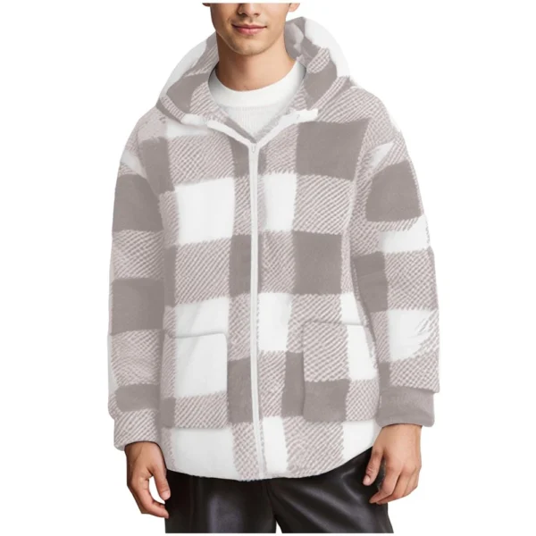 Fall Winter Ethos Plaid Casual Long-sleeved Hooded Cardigan Zipper Coat - Image 26