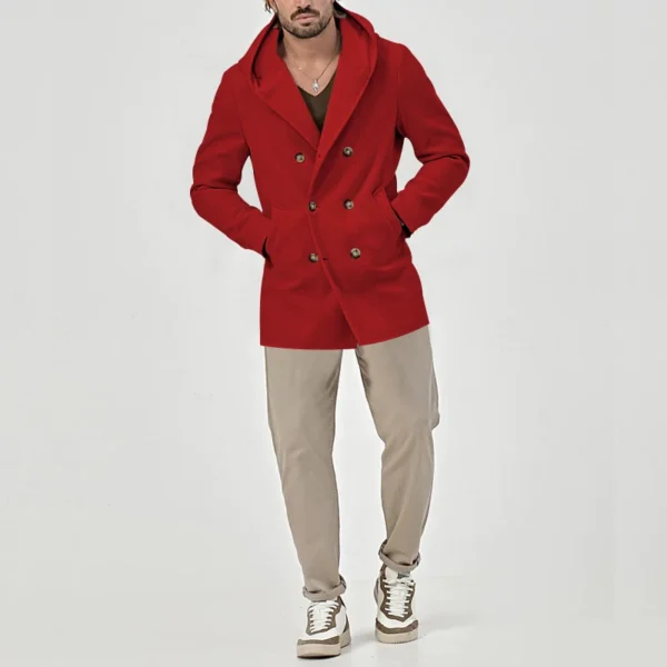 Men's trench coat long lapel hood casual trench coat - Image 16