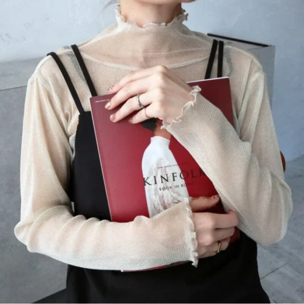 Women's perspective long-sleeved turtleneck bottoming shirt - Image 3