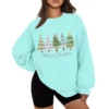 Women's Casual Fashion Long Sleeve Christmas Print Round Neck Sweatshirt Top - Image 34
