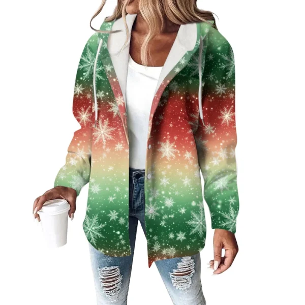 Women's Coat Casual And Fashionable Composite Thick And Warm Printed Hooded - Image 11