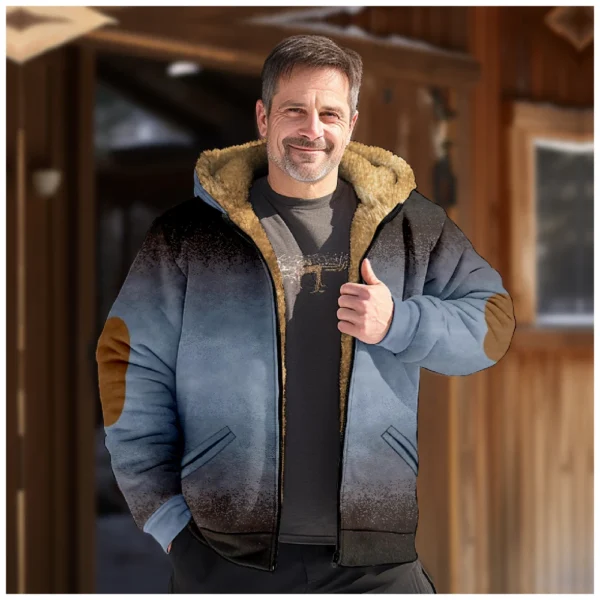 Men's Winter Print Jacket Men's Casual Trend Zipper Hooded Jacket - Image 33