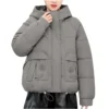 Winter Thickened Cotton-padded Jacket For Age Reduction, Largecollar, Hooded - Image 3