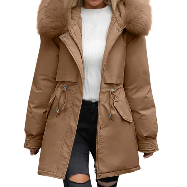 Women's Casual Warm Versatile Large Collar Solid Color Thickened Cotton Coat - Image 20