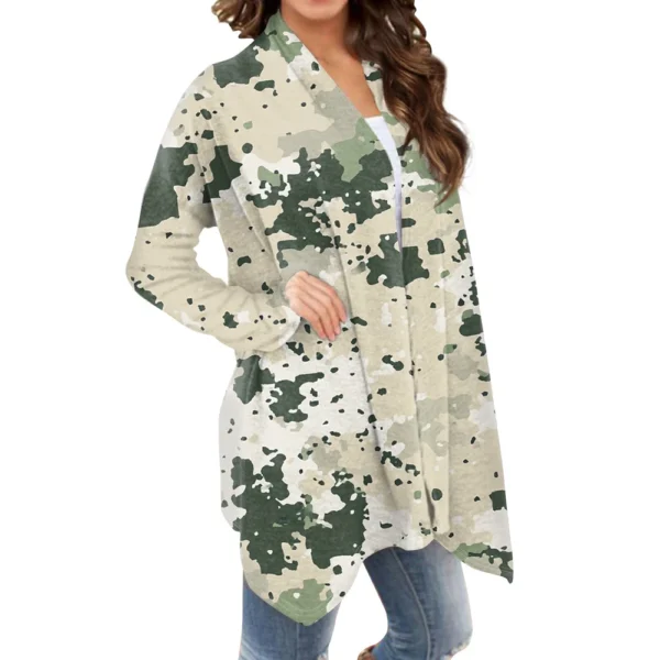 Women's Fashion Casual Christmas Print Medium Length Cardigan Jacket Coat - Image 12