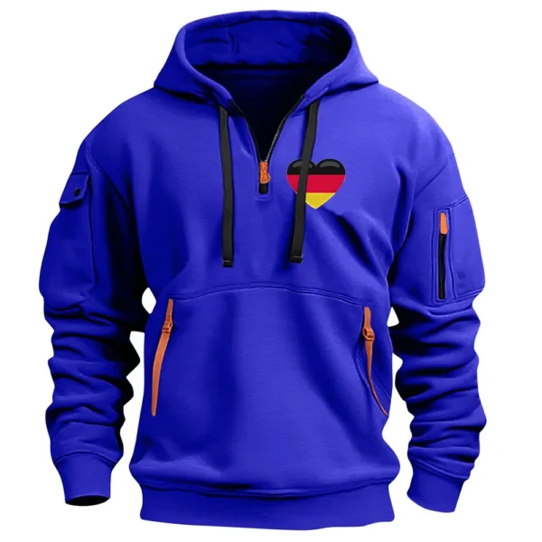 Men's Printed Sweatshirt Hoodie Zipper Arm Pocket Cardigan Men's Sports Large - Image 16