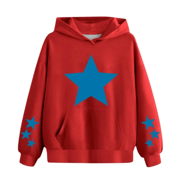 Women's Fashionable Loose Fitting Hooded Pullover, Long Sleeved Sportswear, - Image 34
