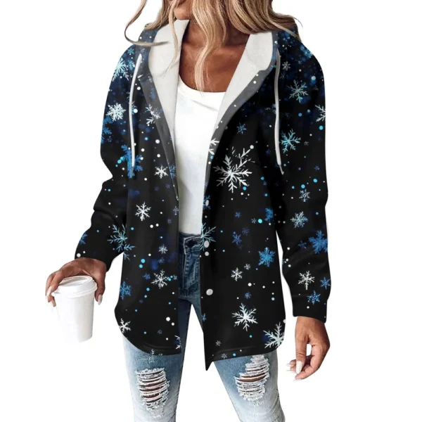 Women's Coat Casual And Fashionable Composite Thick And Warm Printed Hooded - Image 5