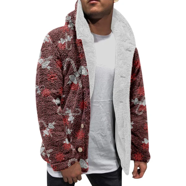 Men'S Winter Zipper Hooded Fleece Sweatshirt With Patch Pocket Casual Jacket - Image 2