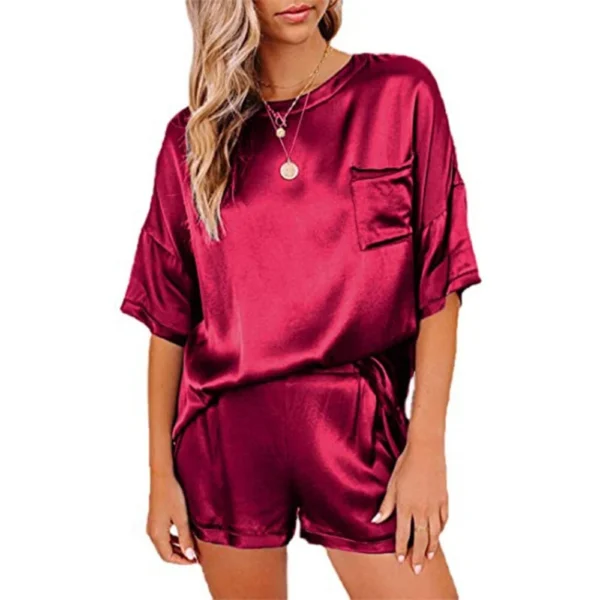 Set Solid Color Short Sleeve Short T-Shirt Pants Loose Casual Set - Image 3