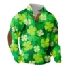 Knit Printed 3 Button - Corduroy Men's Standing Collar Pocket Sweatshirt - Image 6