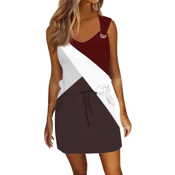 Women's Fashion Casual Printed Sleeveless Drawstring Dress With Pockets - Image 42