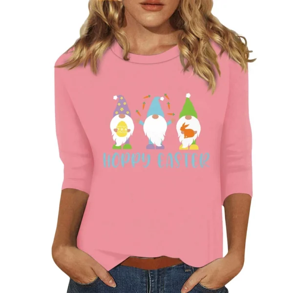 Women's Basic Easter Casual Plus Size 3/4 Sleeve Tops Fashion Printed Pullover - Image 11