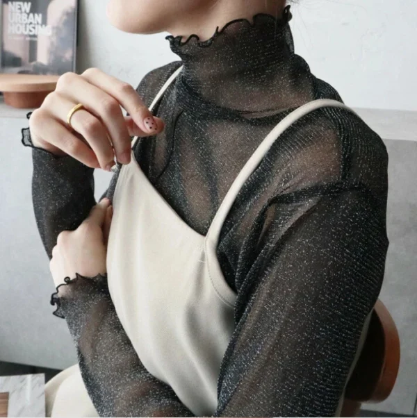 Women's perspective long-sleeved turtleneck bottoming shirt - Image 8