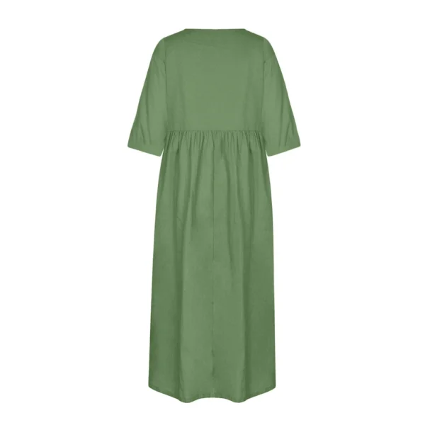 Women's Summer Solid Color Round Neck Half Sleeve  Casual Long Solid Color Dress - Image 8