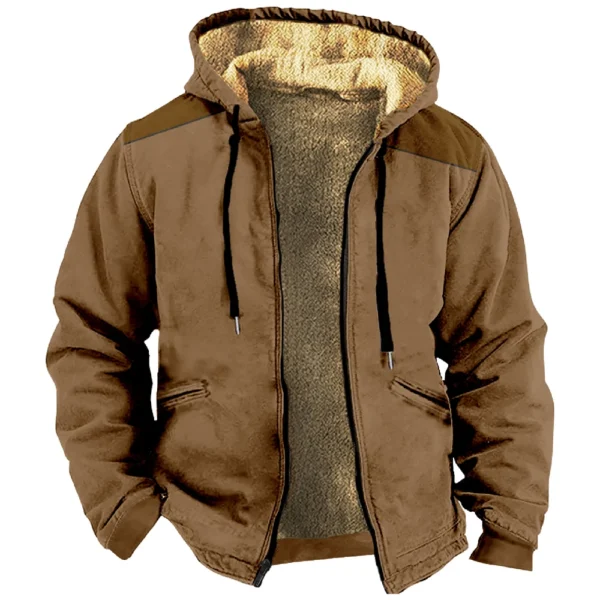 Men's Winter Print Jacket Men's Casual Trend Zipper Hooded Jacket - Image 25