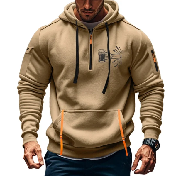Men's Printed Sweatshirt Hoodie Zipper Arm Pocket Cardigan Men's Sports Large - Image 22