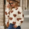 Plush love print long-sleeved crew-neck hoodie - Image 4