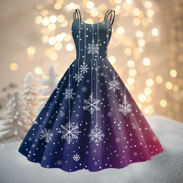 Women's Fashion Christmas Printed Sexy Strapless Gothic Cocktail Dress Punk, - Image 52