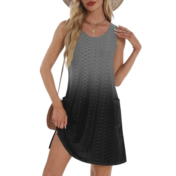 Women's Casual Sundress With Pockets Summer Boho Beach Dress T-Shirts Dress V - Image 13