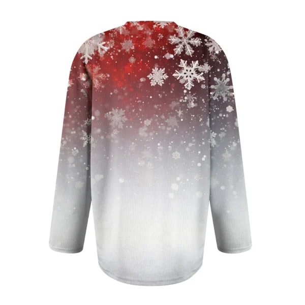 Women's Fashion Long Sleeve Christmas Snowman Snowflake Print Jacket Cardigan - Image 12