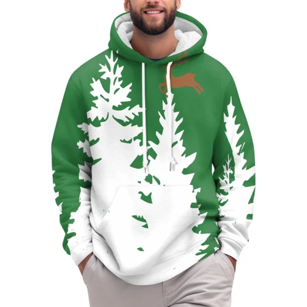 Men's Print Plush Warm Coat Fleece Sweater Casual Coat Pocket Sweater Winter - Image 4