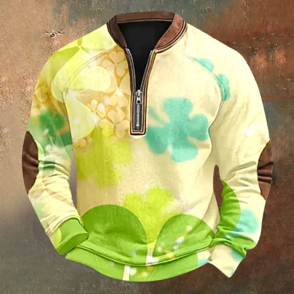 Men's St. Patrick's Day Vintage Casual Zip Sweatshirt Outdoor Casual Top - Image 16