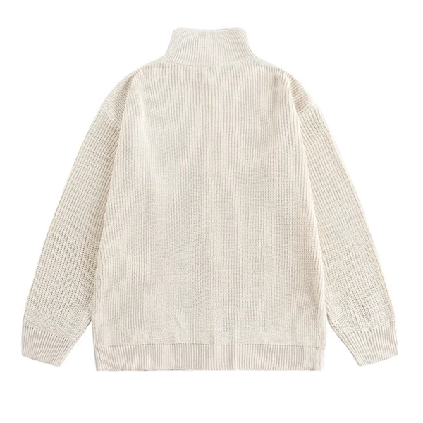 Men'S Loose Stand Up Collar Sweater Knitted Sweater Fashionable Casual Cardigan - Image 10