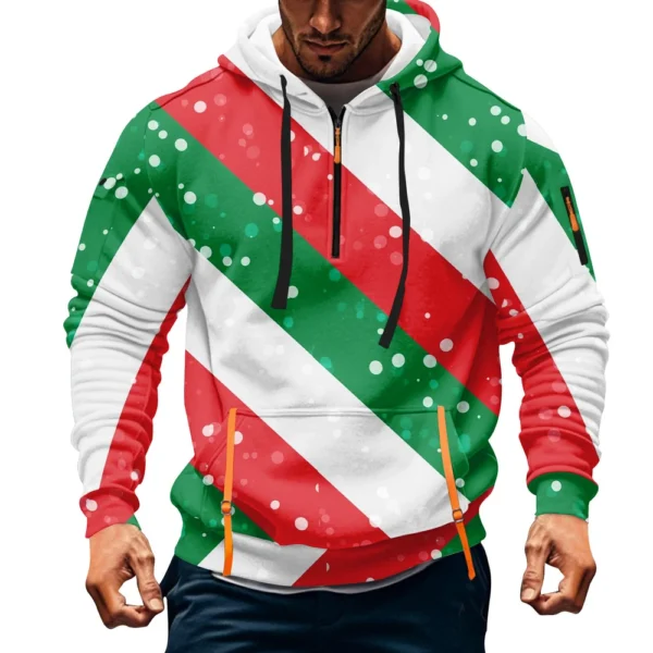 Men's Printed Sweatshirt Hoodie Zipper Arm Pocket Cardigan Men's Sports Large - Image 19