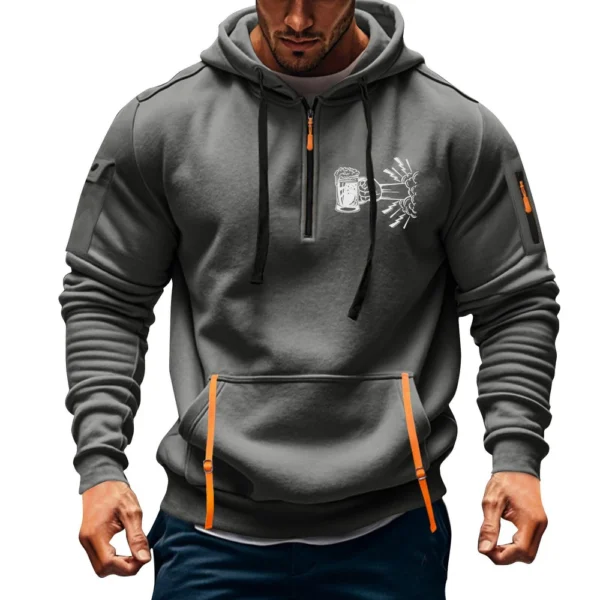 Men's Printed Sweatshirt Hoodie Zipper Arm Pocket Cardigan Men's Sports Large - Image 19